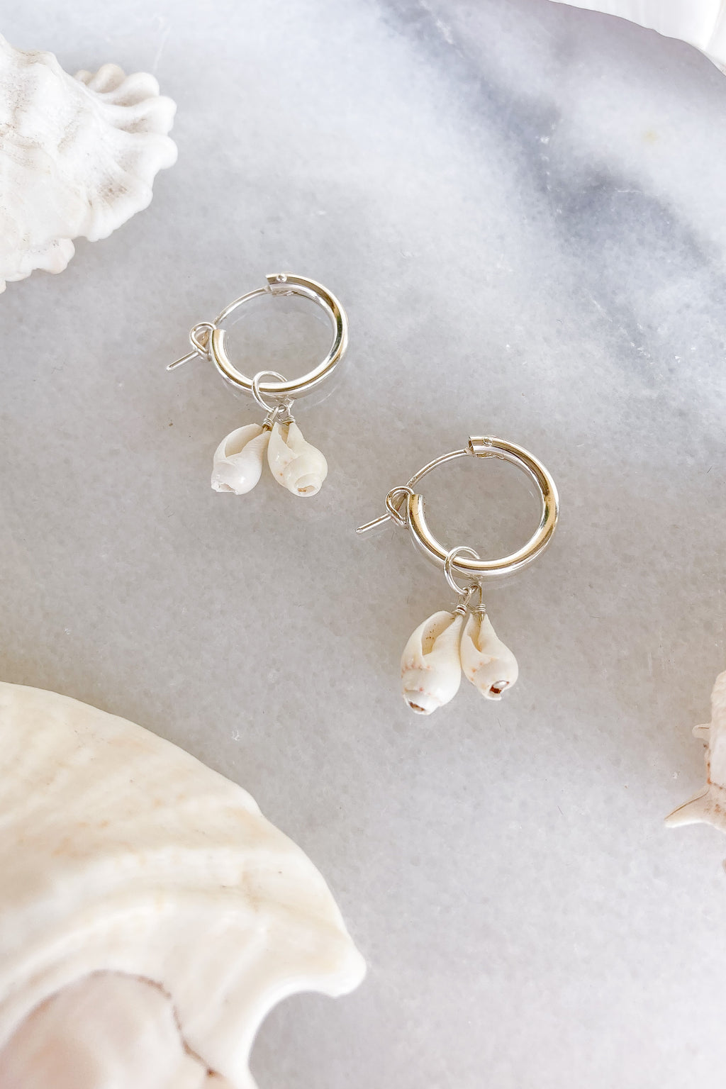 sterling silver two shells hoops
