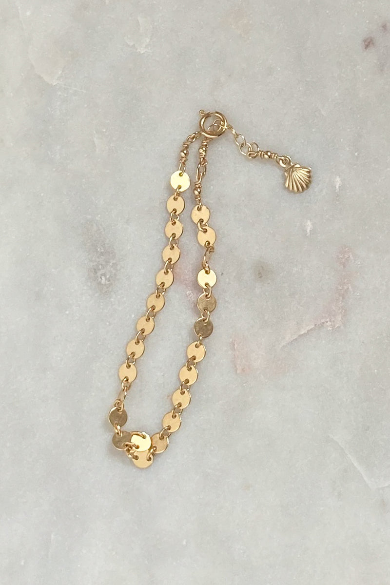 Moon Disc Chain Bracelet -Gold Fill