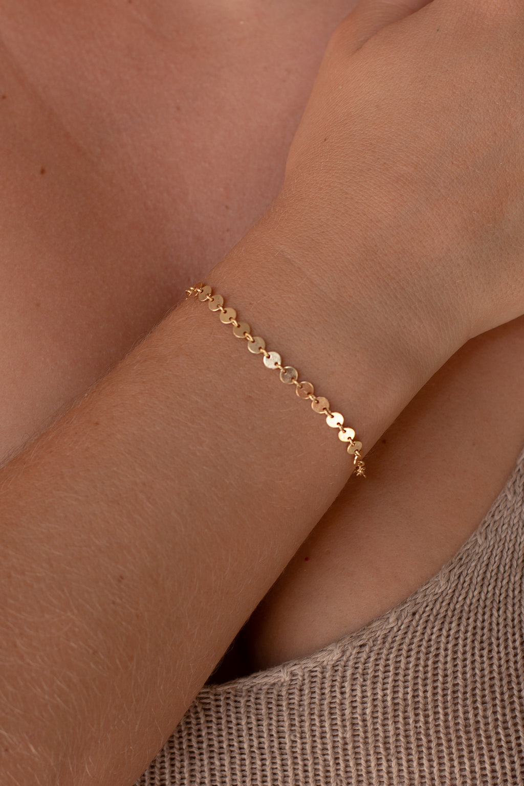 Moon Disc Chain Bracelet -Gold Fill