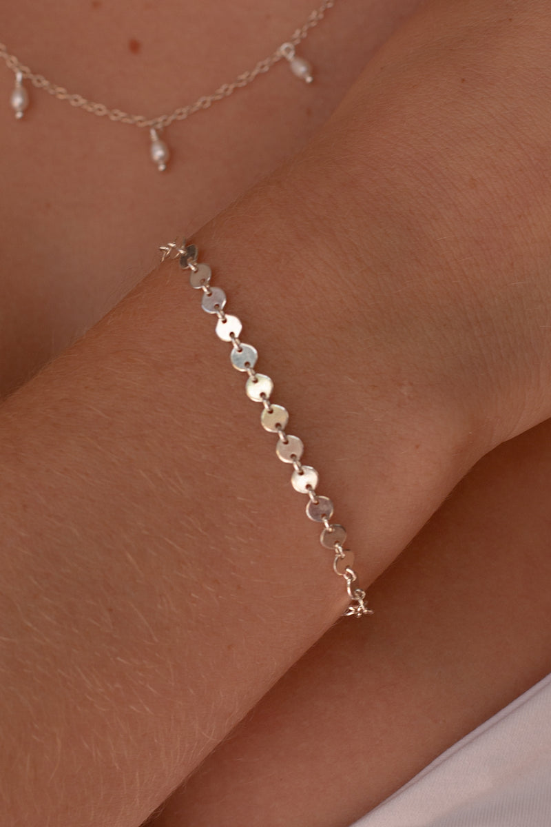 Moon Disc Chain Bracelet -Sterling Silver