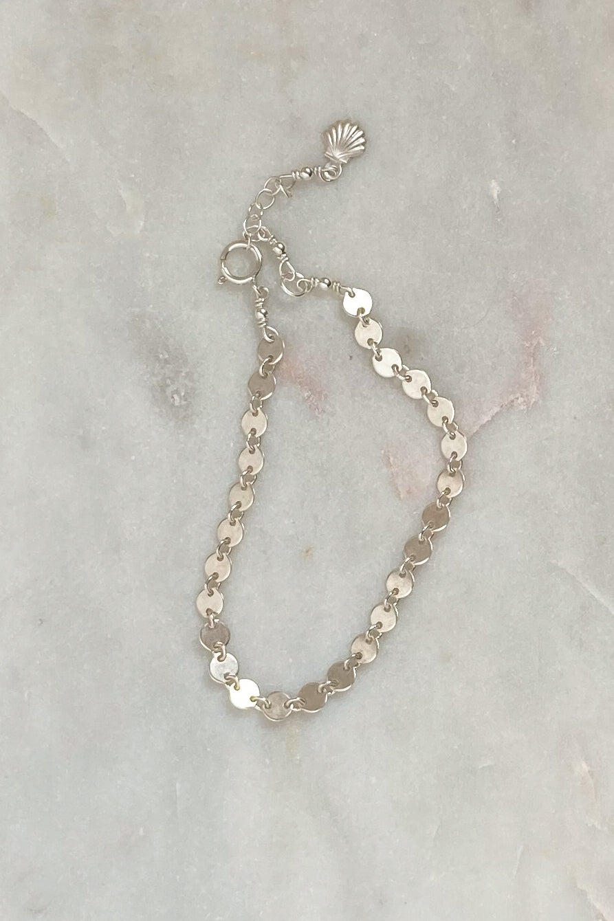 Moon Disc Chain Bracelet -Sterling Silver