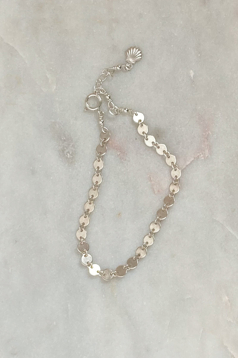 Moon Disc Chain Bracelet -Sterling Silver