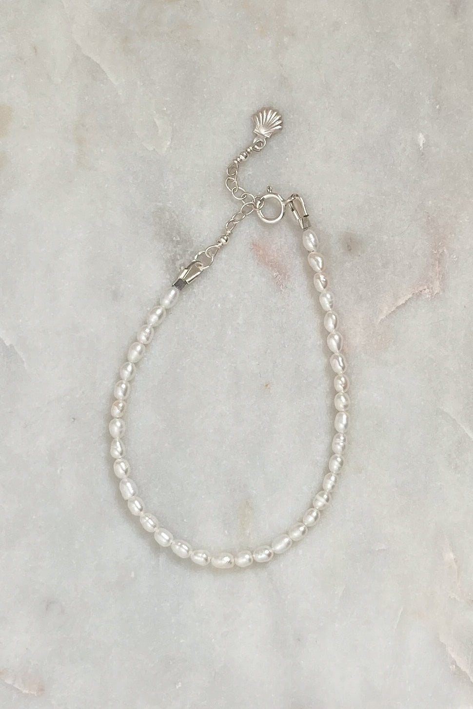 Rice Pearl Beaded Bracelet -Sterling Silver