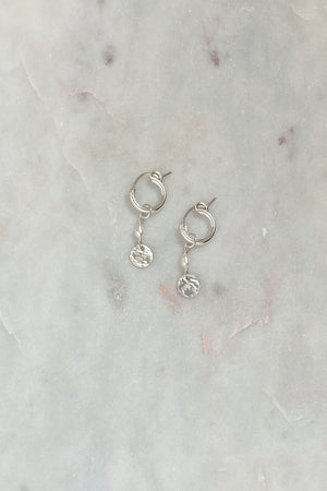 Pearl Small Moon Hoops-Sterling Silver