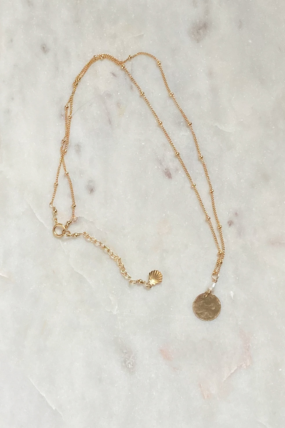 Pearl Large Moon Necklace- Satellite-Gold fill