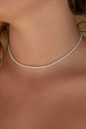 Rice Pearl Beaded Choker Necklace - Gold Fill