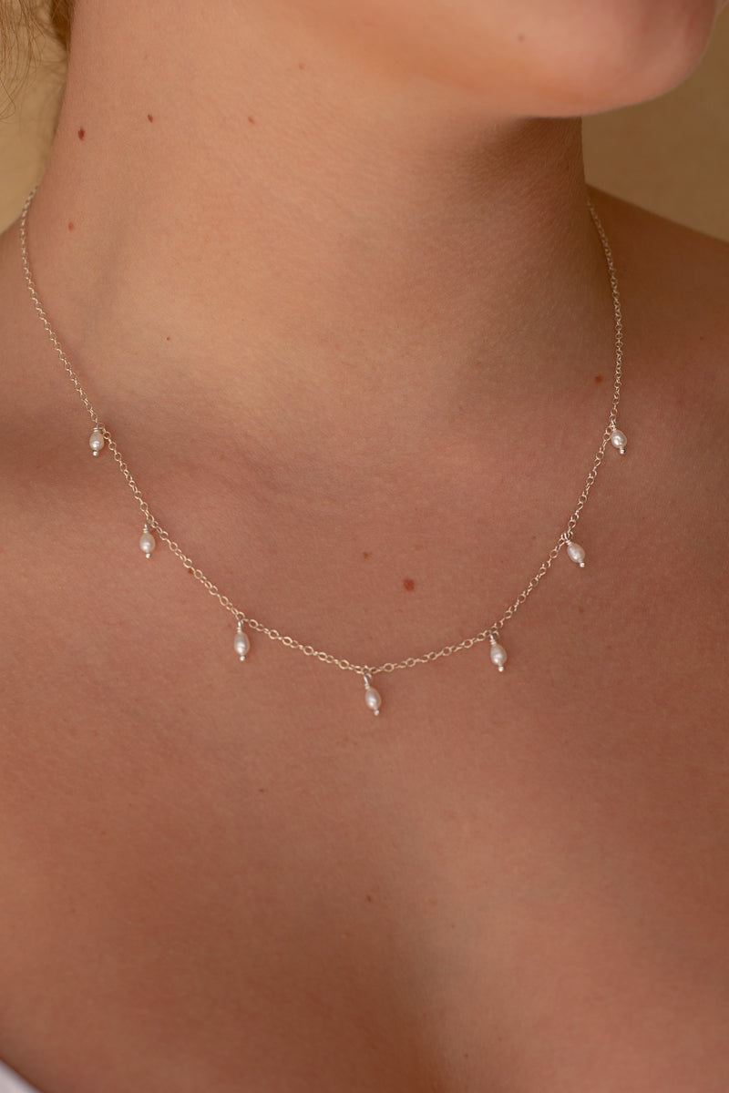 Pearl Tear Drop Necklace-Sterling Silver