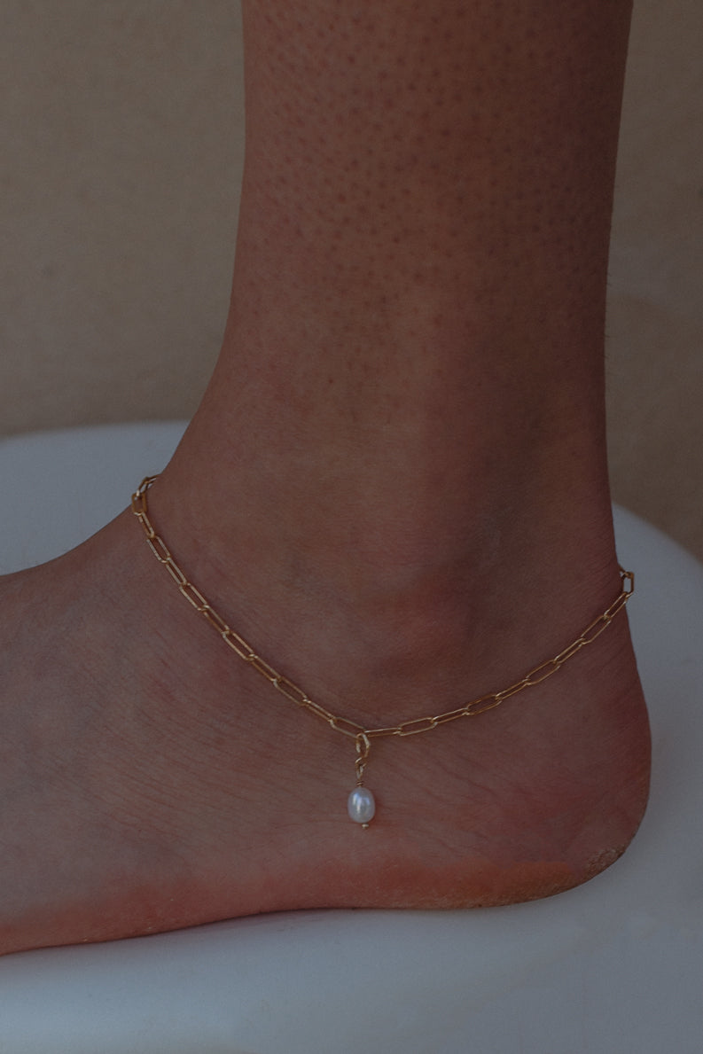 Paper Clip BASE  Anklet- Gold Fill