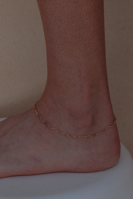 Paper Clip BASE  Anklet- Gold Fill