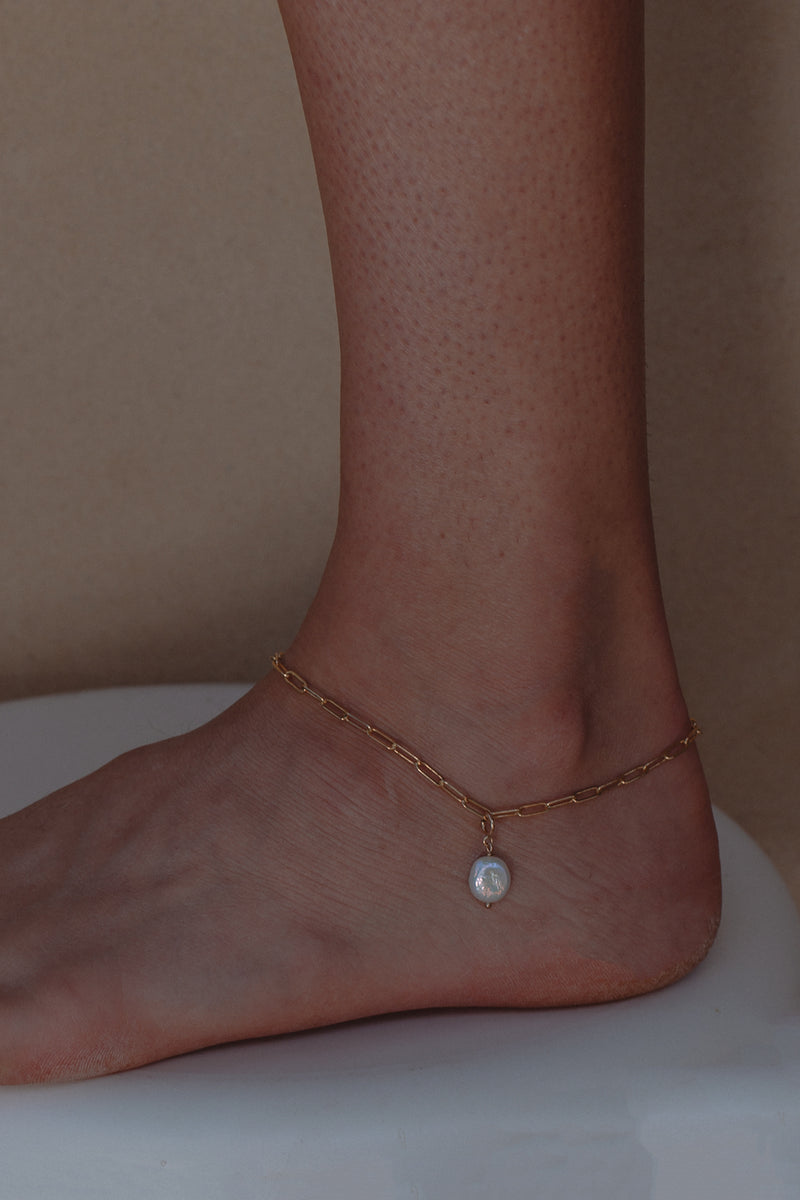 Paper Clip BASE  Anklet- Gold Fill