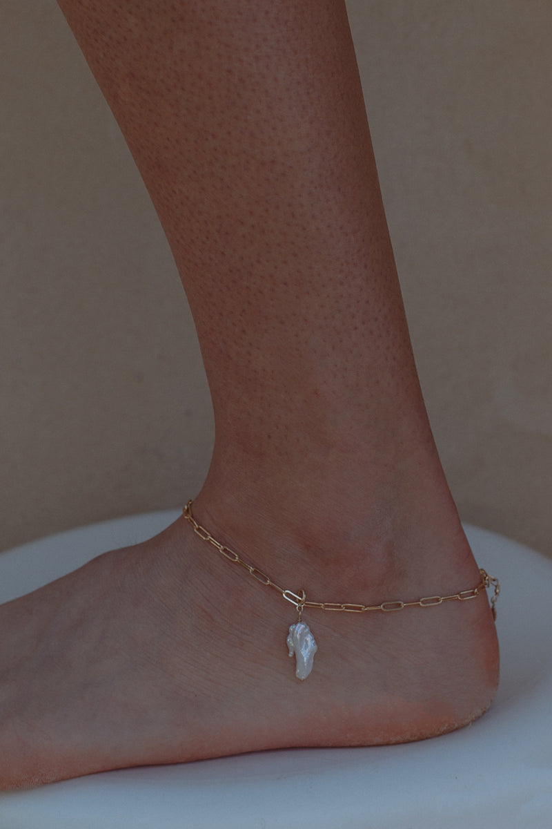 Paper Clip BASE  Anklet- Gold Fill