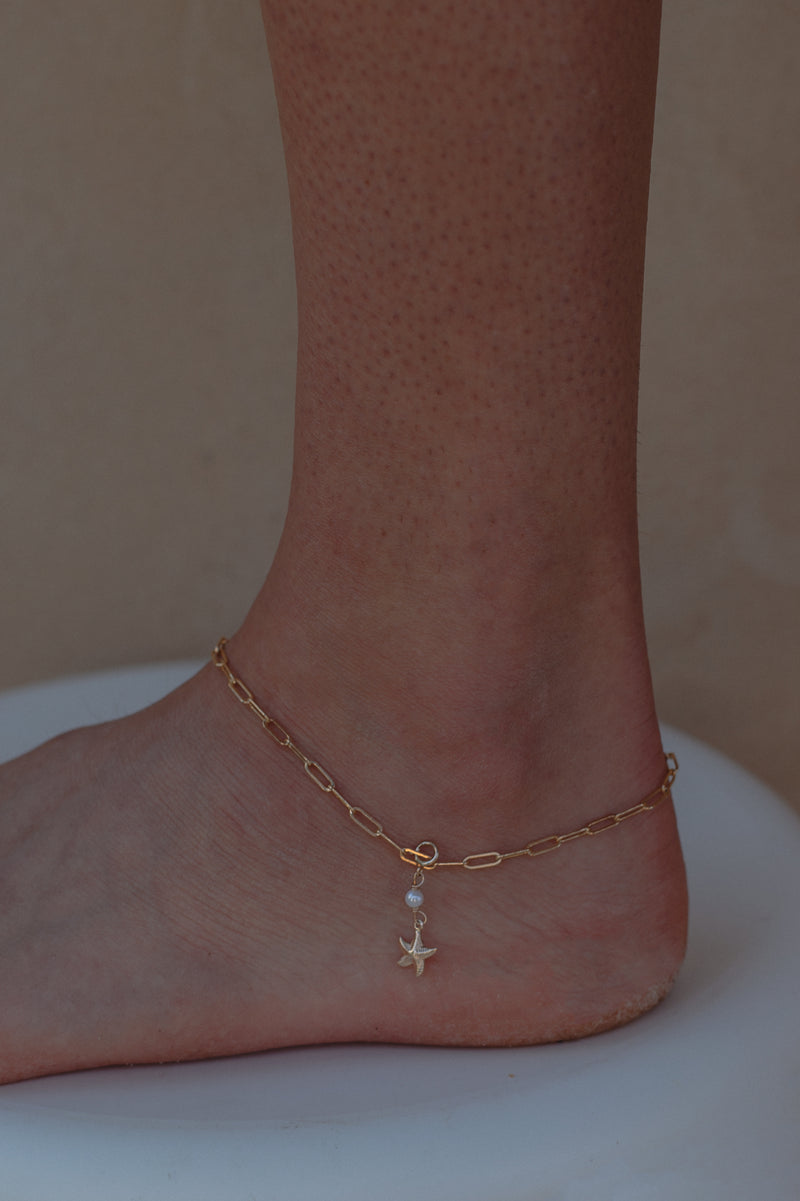 Paper Clip BASE  Anklet- Gold Fill