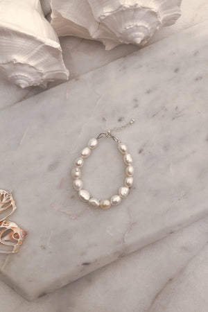 Chunky Pearl Bead Bracelet - Sterling Silver