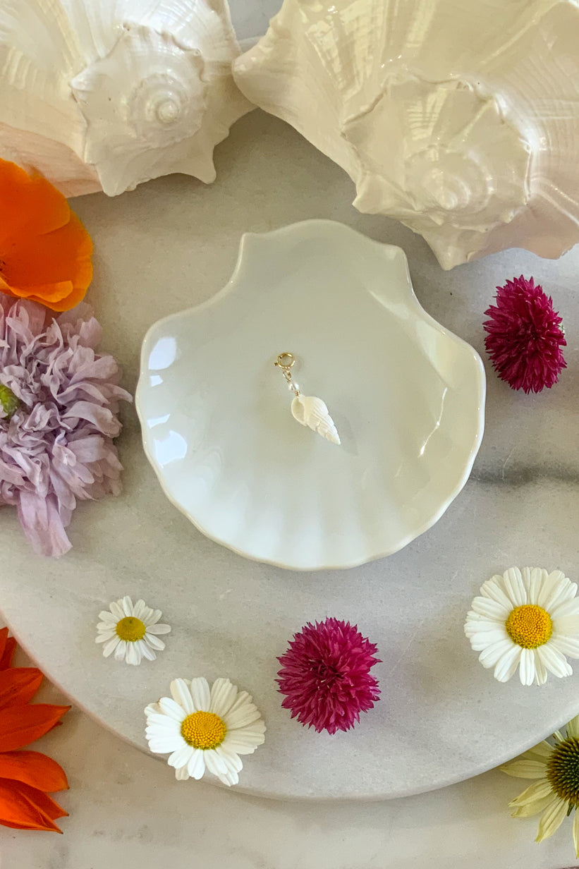 Cone Shell Pearl Charm Gold Fill