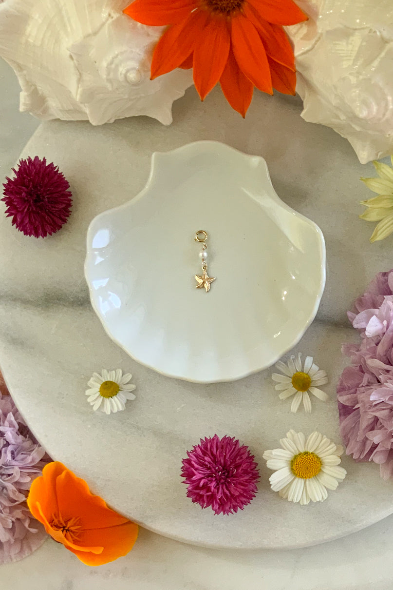 Starfish and Pearl Charm Gold Fill