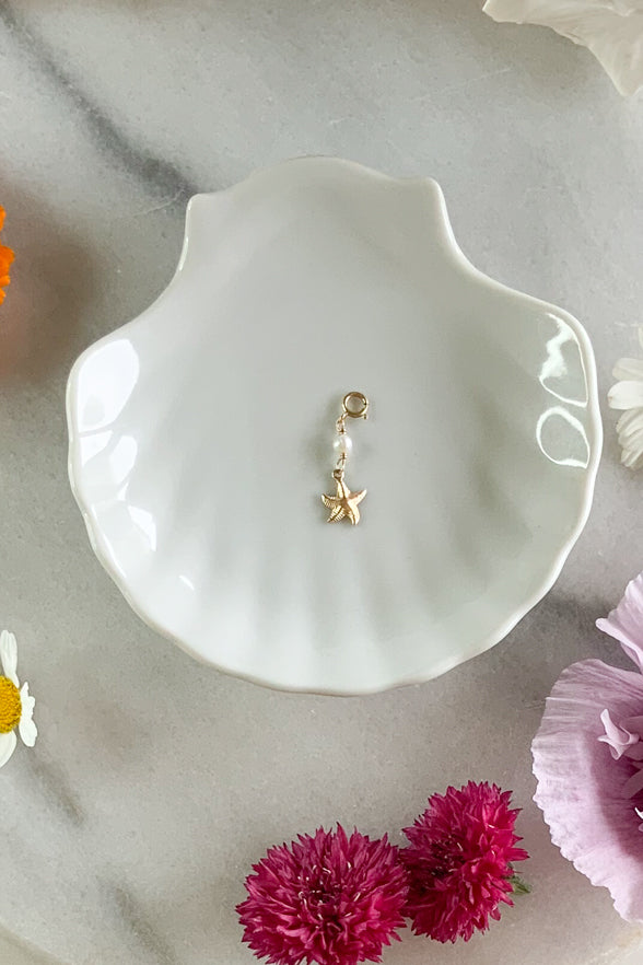 Starfish and Pearl Charm Gold Fill