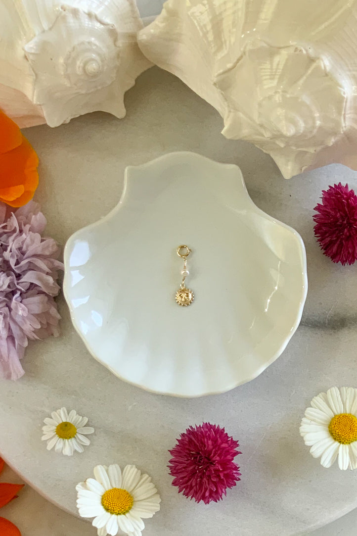 Sunface & Pearl Charm- Gold Fill