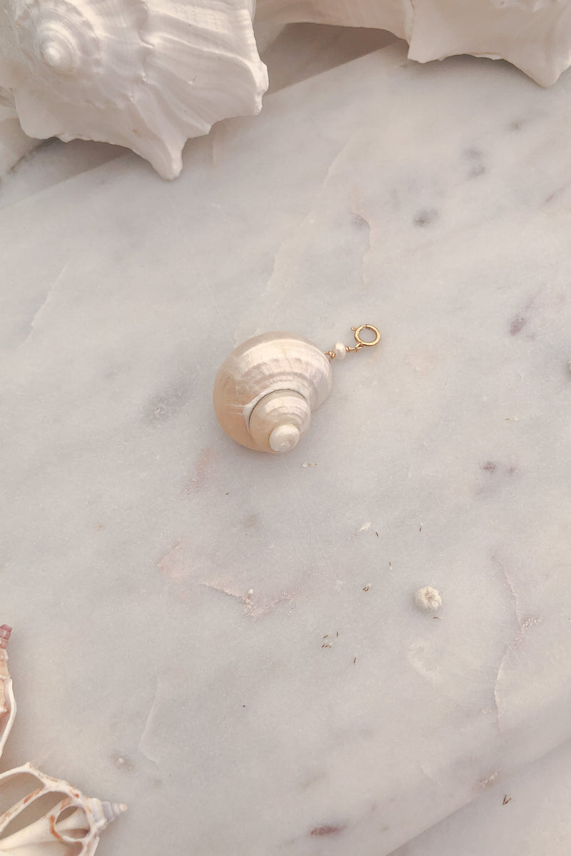 Cone Shell and Pearl Charm - Gold Fill