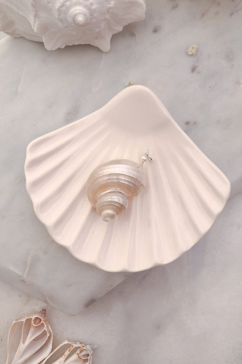 Cone Shell and Pearl Charm - Sterling Silver