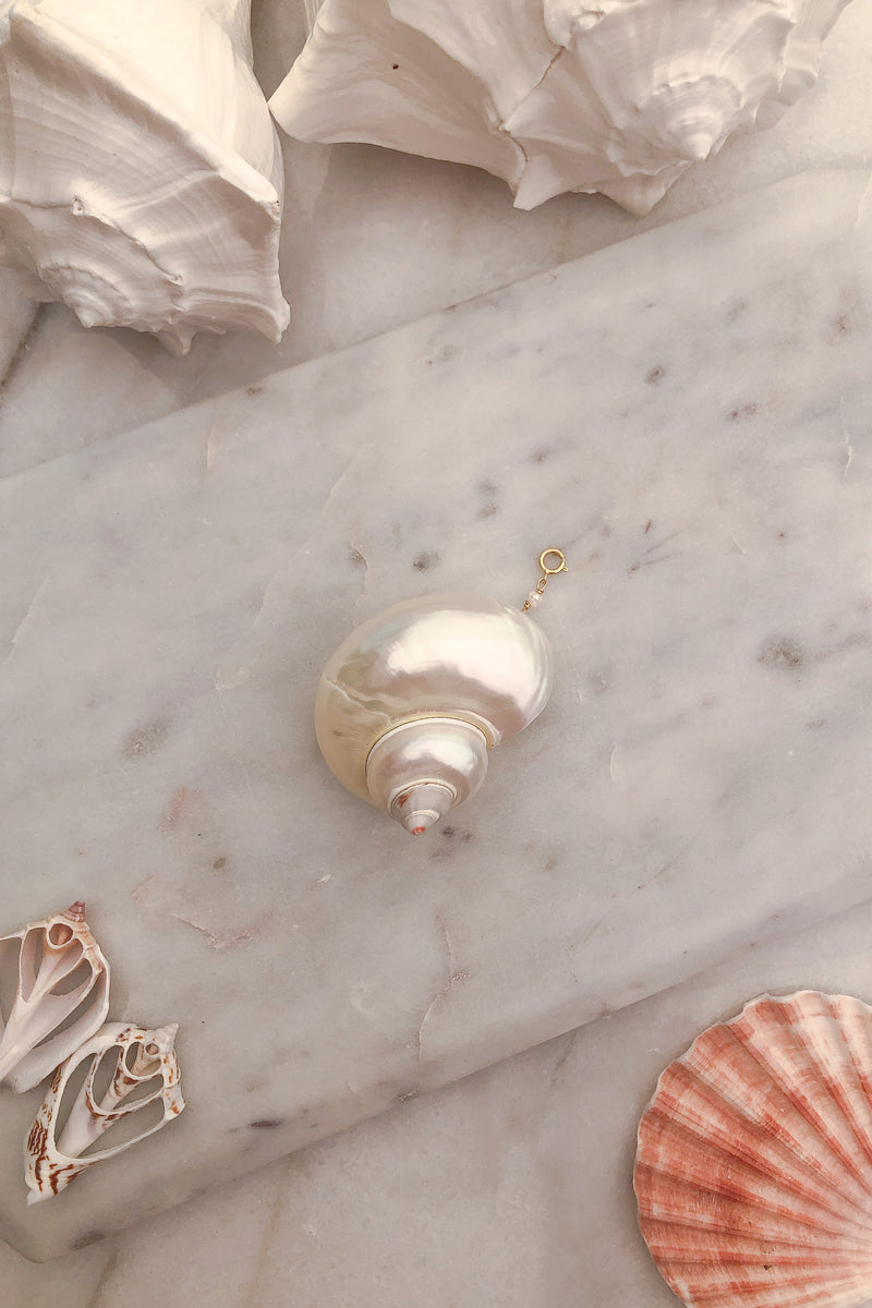 Pearled Cone Shell and Pearl Charm - Gold Fill