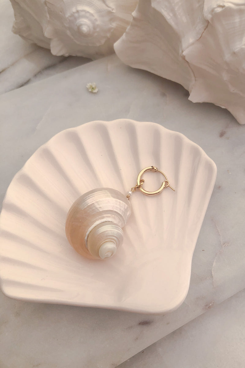 Cone Shell and Pearl Charm - Gold Fill