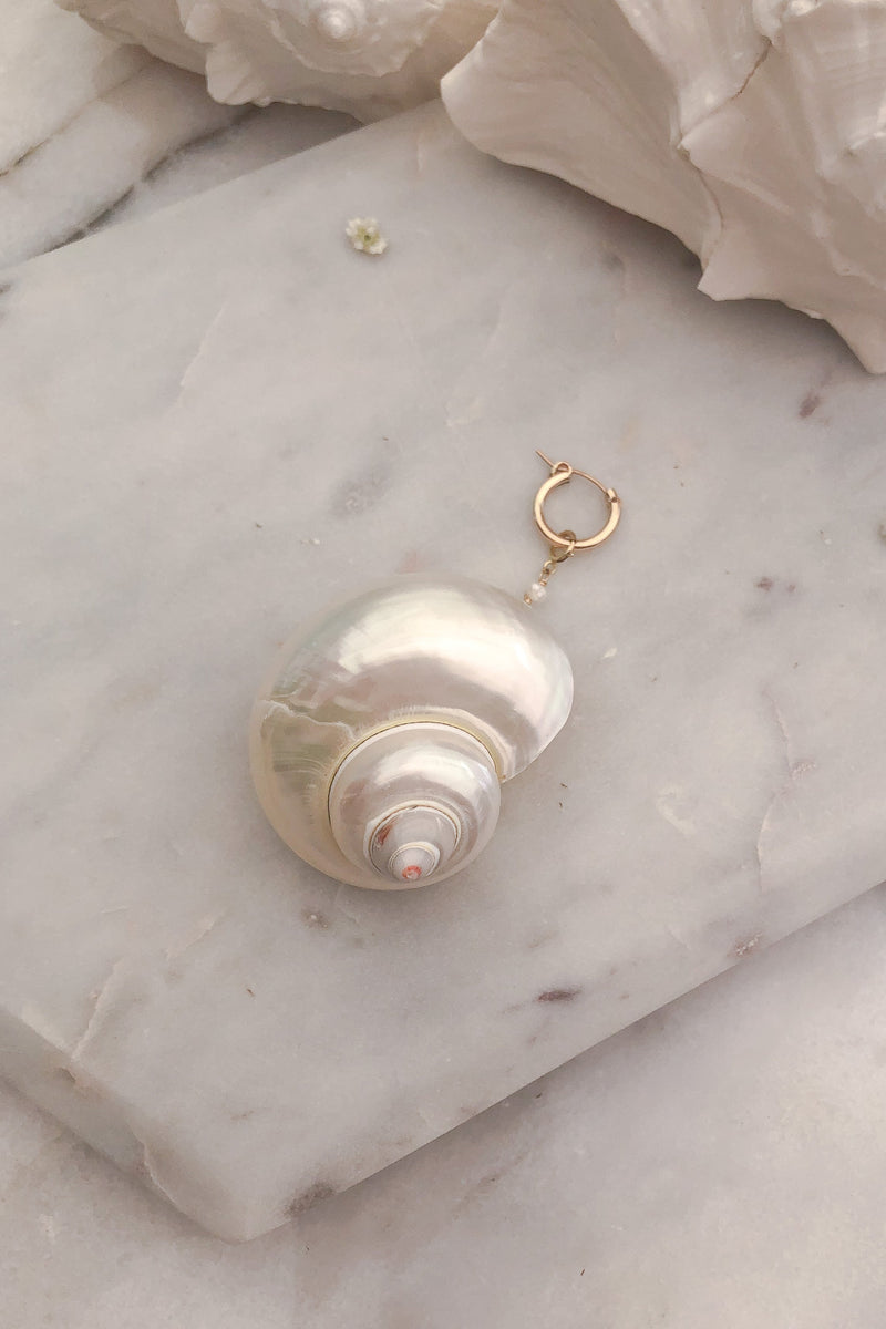 Pearled Cone Shell and Pearl Charm - Gold Fill