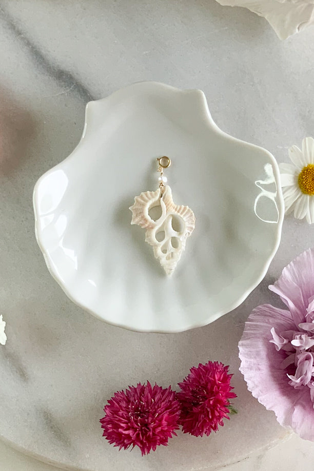 Sliced Shell & Pearl Charm- Gold Fill