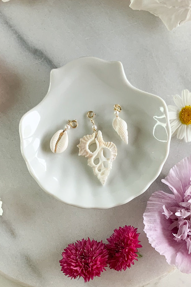 Sliced Shell & Pearl Charm- Gold Fill