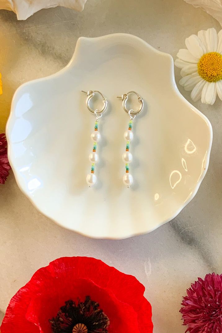 Blueseas Three Pearl Hoops - Sterling Silver