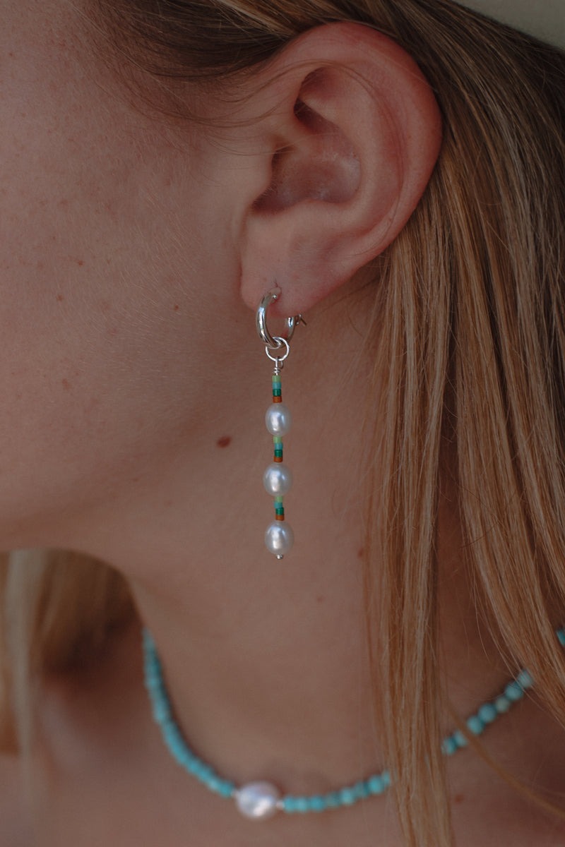 Blueseas Three Pearl Hoops - Sterling Silver