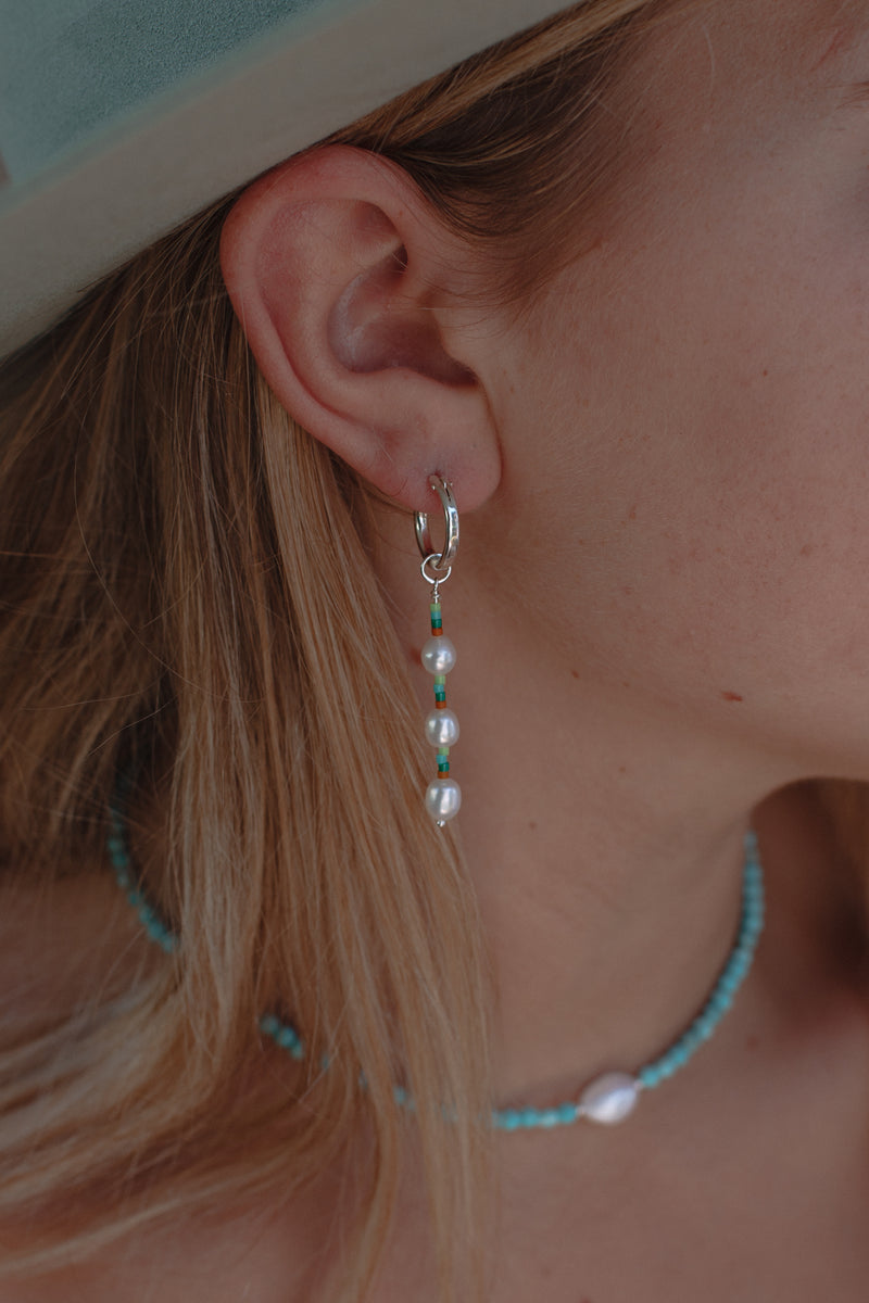 Blueseas Three Pearl Hoops - Sterling Silver