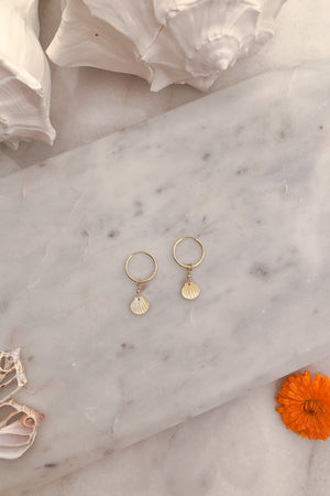 Yellow/White Hoop Earrings - Gold Fill