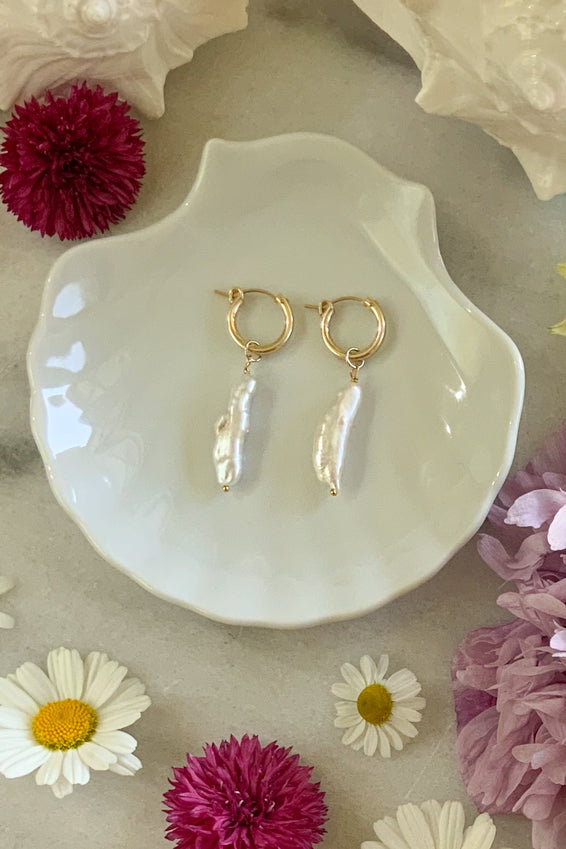 Keshi Pearl Hoops - Gold fill