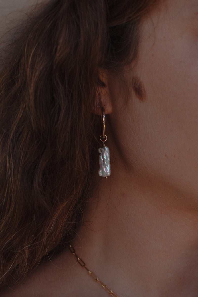 Keshi Pearl Hoops - Gold fill