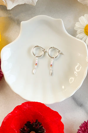 Sunset Sol Drop Hoops - Sterling Silver
