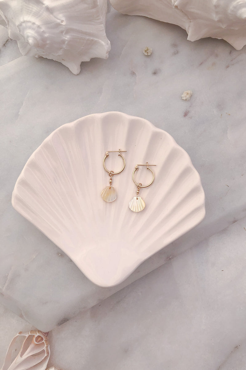 Yellow/White Hoop Earrings - Gold Fill