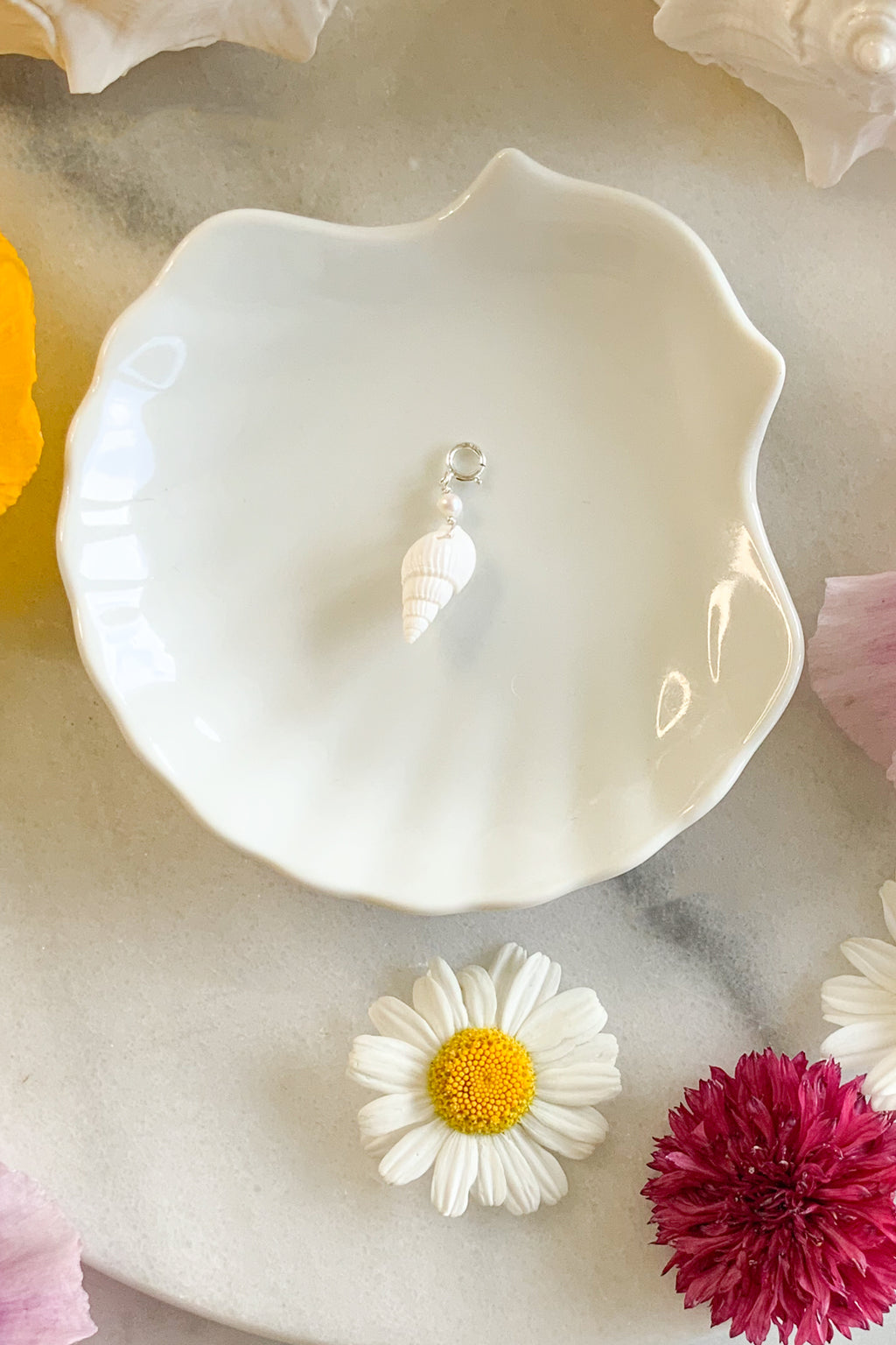 Cone Shell Pearl Charm Sterling Silver