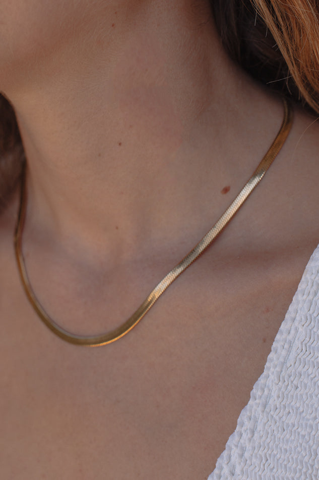 Herringbone Necklace - STAINLESS GOLD