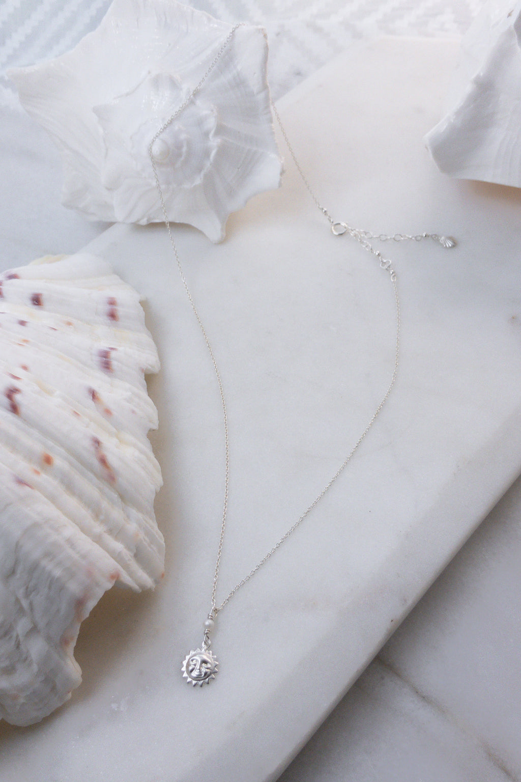 Sun Pearl Necklace - Sterling Silver