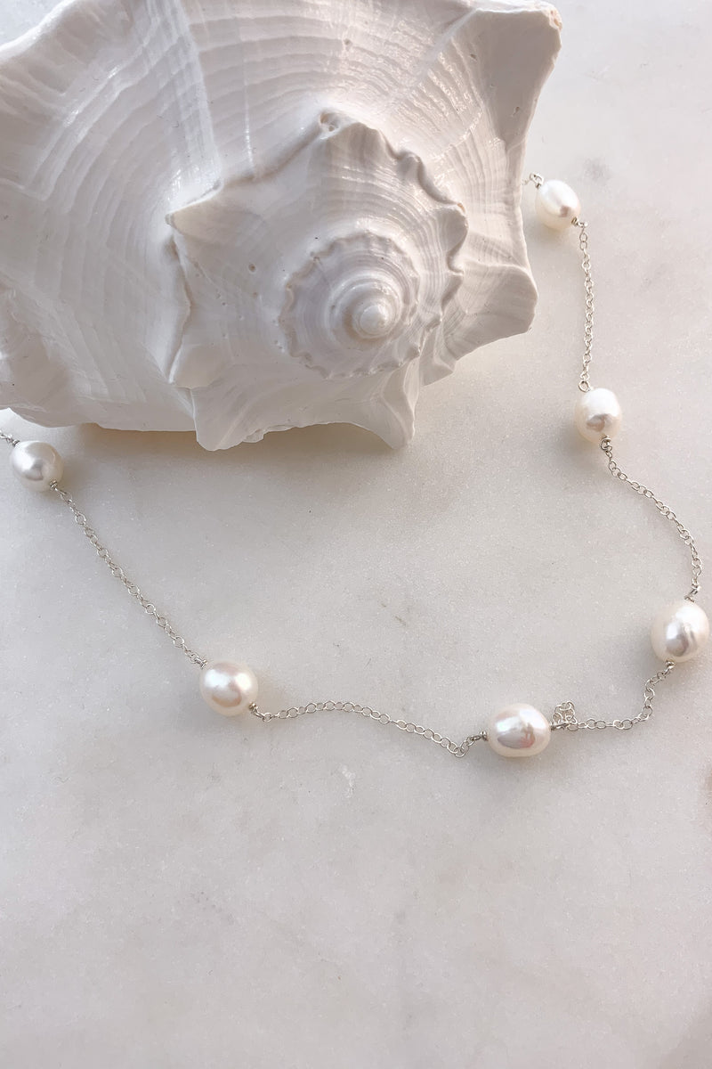 Pearl Choker Necklace - Sterling Silver