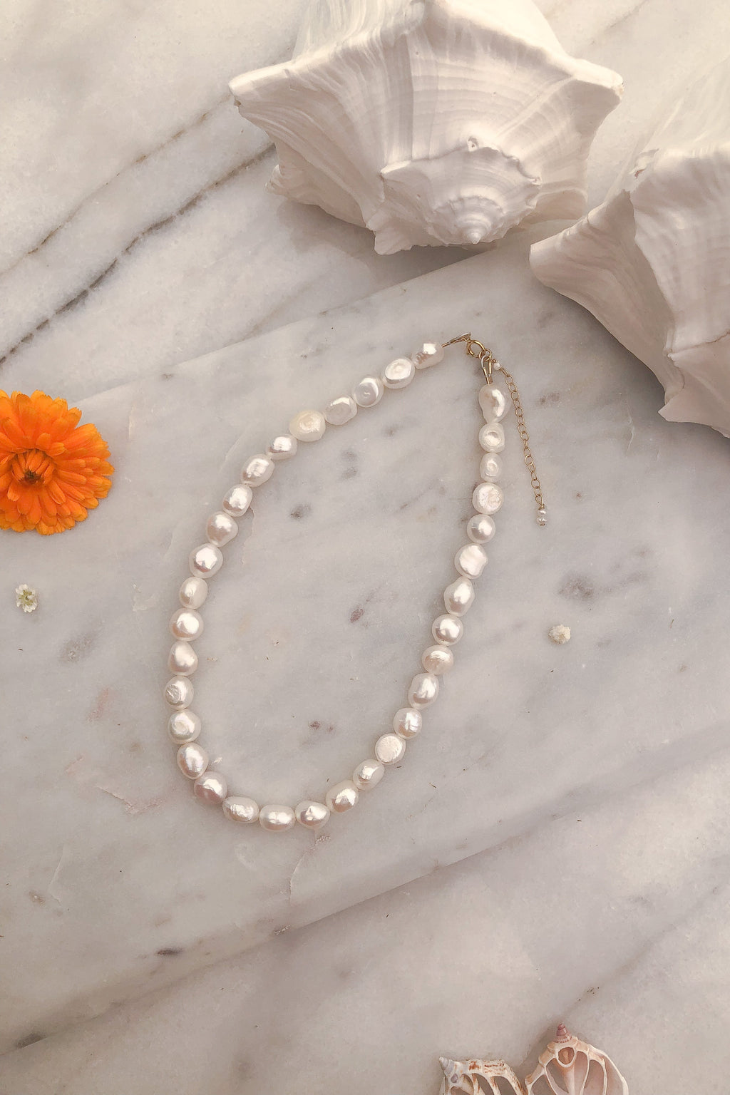 Chunky Pearl Bead Necklace - Gold Fill