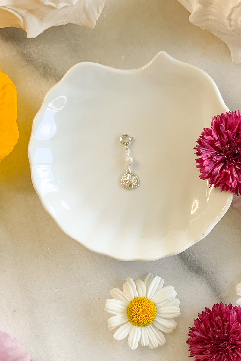 Sand Dollar & Pearl Charm- Sterling Silver