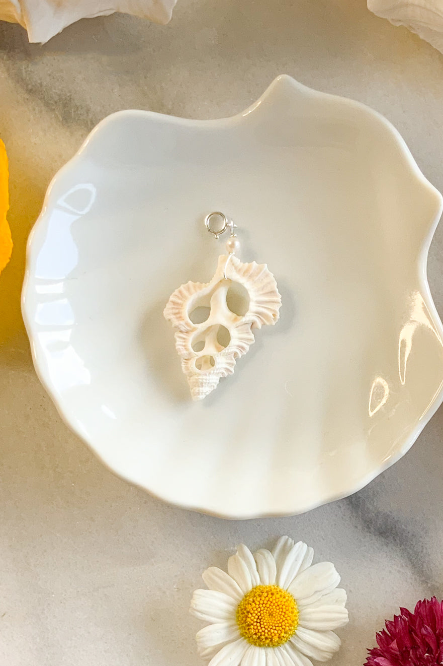 Sliced Shell & Pearl Charm- Sterling Silver