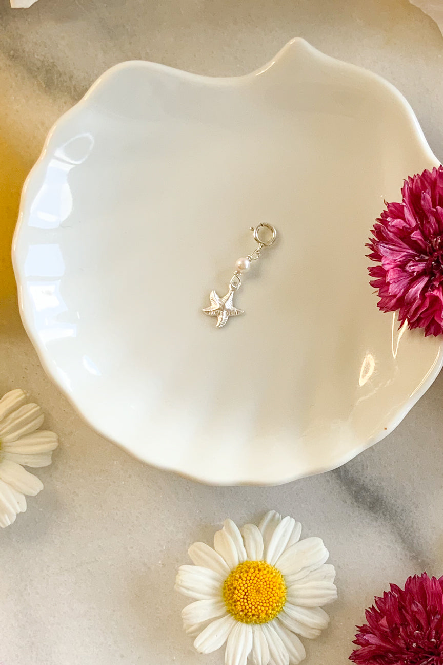 Starfish and Pearl Charm Sterling Silver