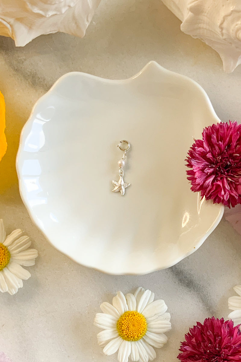 Starfish and Pearl Charm Sterling Silver