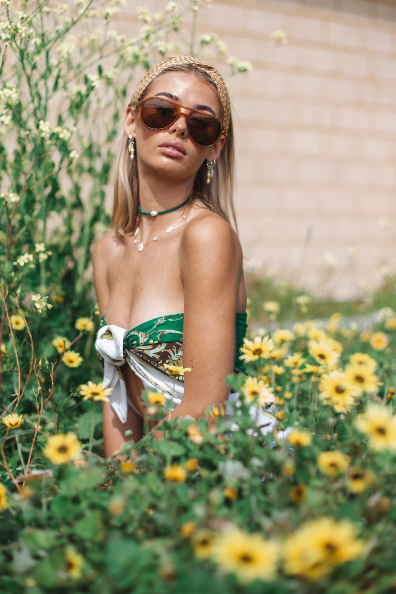 Green Agate and Pearl Choker Sterling Silver