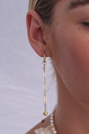 Paper Clip Chain Hoops - Long - Gold Fill
