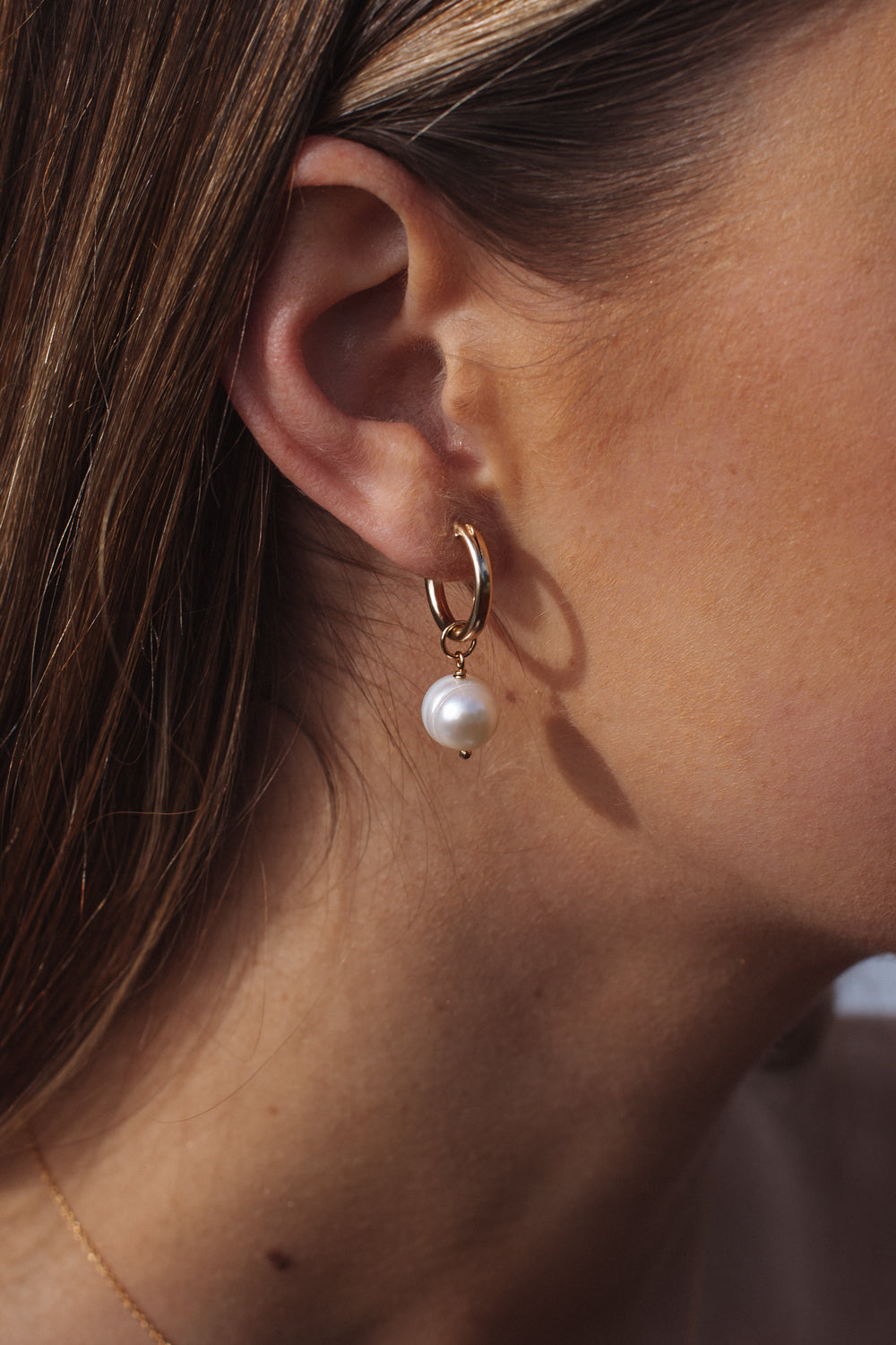 Rounded Pearl Hoops Gold Fill