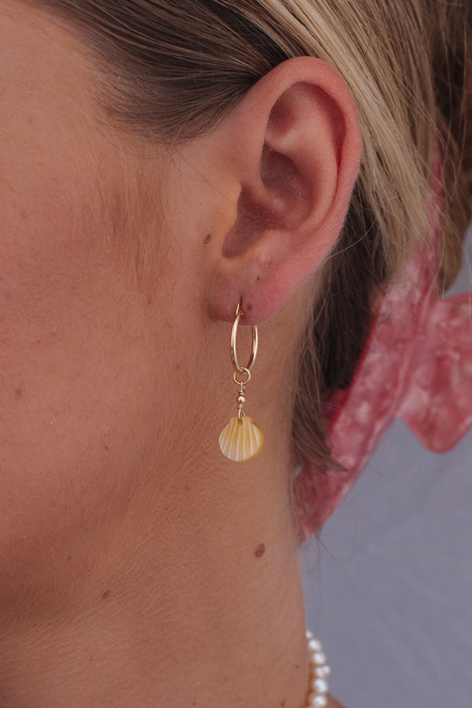 Yellow/White Hoop Earrings - Gold Fill