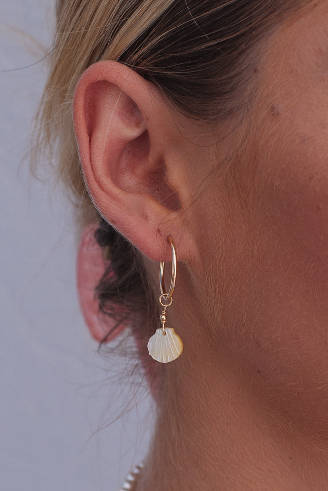 Yellow/White Hoop Earrings - Gold Fill